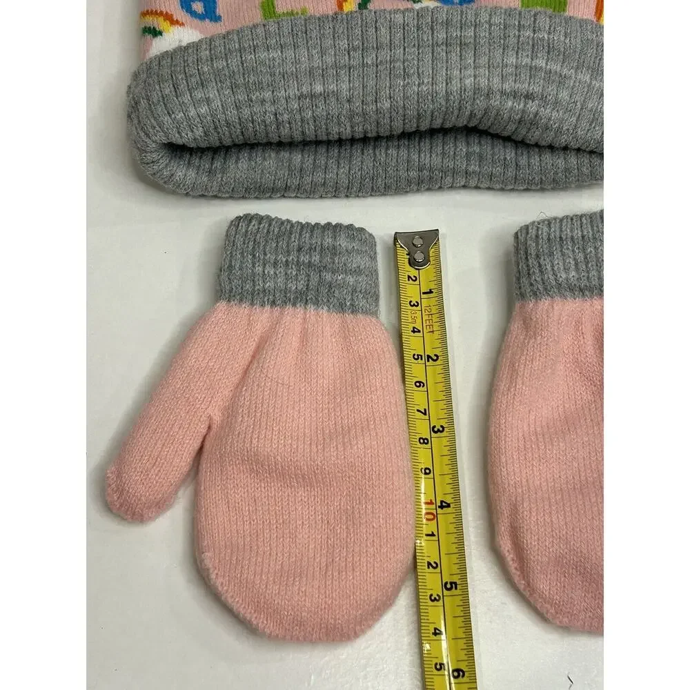 Cocomelon Toddler Girls' Knit Beanie Hat And Mittens Set Size 18M+(2T-5T)